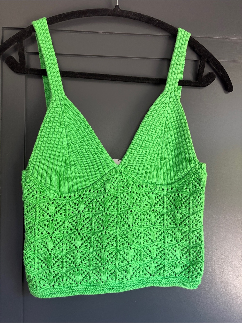 Zara Bright Green Crochet Knit Camisole